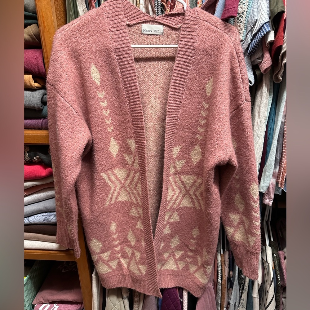 Be Cool Pink Patterned Women's Sweater